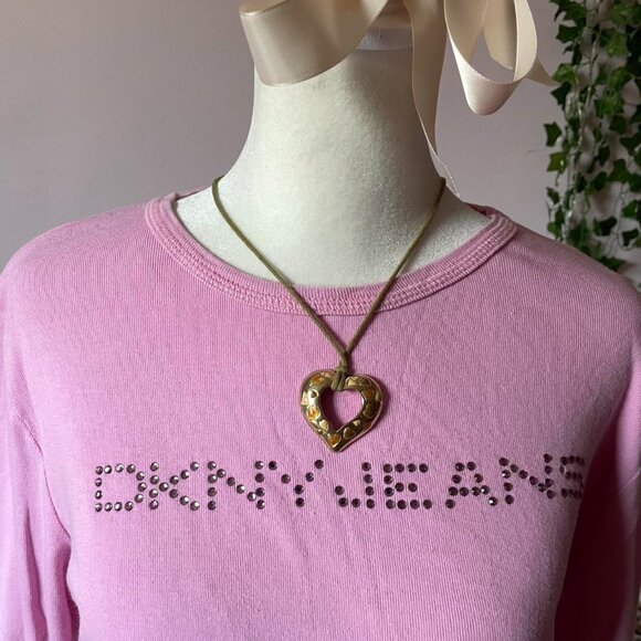 Pink DKNY Rhinestone Top - Picture 2 of 8